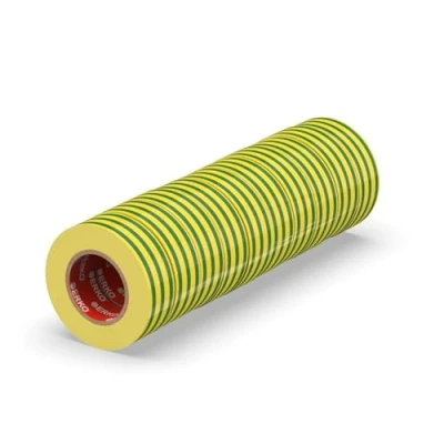 Afbeelding van ERKO Isolatietape Geel Groen 10 pack 15mm x 10m PVC Reparatie van Elektrische Leidingen, Zeer Flexibel met Sterke Kleefkracht, Bestand tegen Chemicaliën, Waterdicht