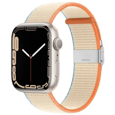 Afbeelding van Apple Watch Nylon bandje met klemsluiting Beige Geschikt voor 38mm / 40mm 41mm