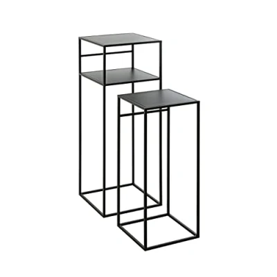 Afbeelding van HAKU Möbel Bijzettafel set van 2 zwart, metaal Maat: B 26/30 cm x H Beistelltisch 2er Set/85 D cm, Stijl: Modern