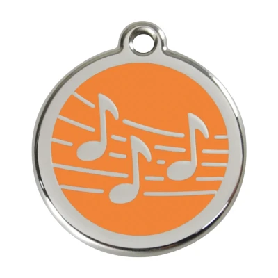 Afbeelding van Music Orange roestvrijstalen hondenpenning large/groot dia. 3,8 cm RedDingo