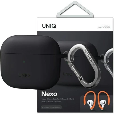 Afbeelding van UNIQ hoesje voor Nexo AirPods 3 gen + Oorhaakjes Silicone grijs/grijs