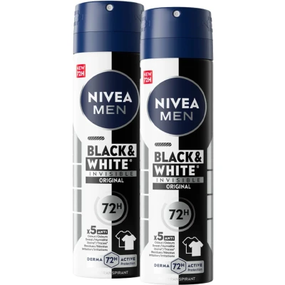 Afbeelding van NIVEA MEN Invisible Black &amp; White Power 2 x 150 ml voordeelverpakking Deodorant Spray