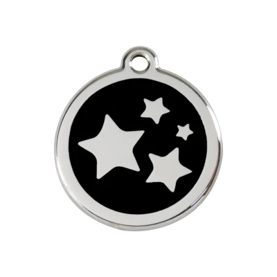 Afbeelding van Star Black roestvrijstalen hondenpenning medium/gemiddeld dia. 3 cm RedDingo
