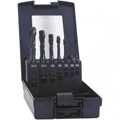 Afbeelding van Exact 43654 Machinetapboor 7 delig metrisch M3, M4, M5, M6, M8, M10, M12 Rechtssnijdend DIN 371 HSS E Model C 1 set(s)
