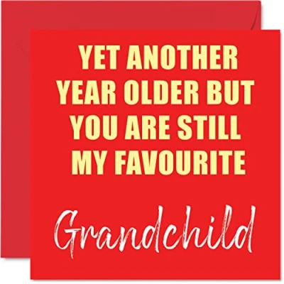 Afbeelding van Grappige verjaardagskaarten voor kleinkind nog een jaar ouder steeds mijn favoriet Banter Happy Birthday Card van opa grootouder oma Nanny verjaardagscadeaus, 145 mm x grap humor wenskaarten