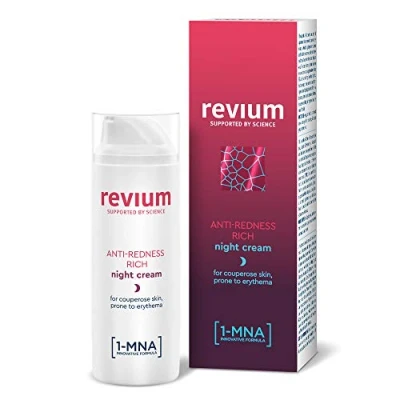 Afbeelding van Revium Rosacea anti roodheid rijke nachtcrème voor couperose huid die gevoelig is erytheem, met 1 MNA molecuul, Chlorella Vulgaris groene algenextract, acerola fruit, macadamia olie, sheaboter, 50 ml