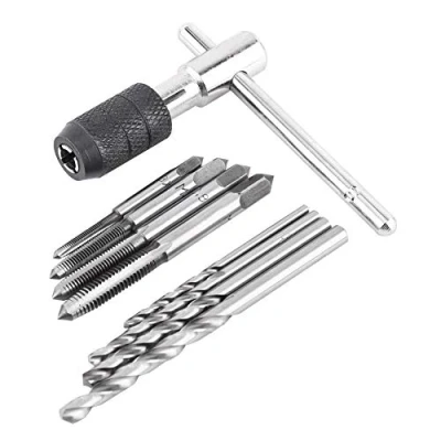 Afbeelding van 9 Stks/set Schroef Kranen &amp; T vormige moersleutel Twist Boren Threading Tapping Hand Tool Kit