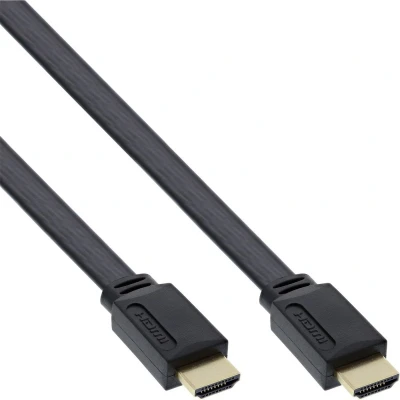Afbeelding van Platte HDMI kabel HDMI2.0 (4K 60Hz + HDR) CCS aders / zwart 1,5 meter