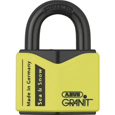 Afbeelding van ABUS Granit hangslot 37/55 Sea en Snow van gehard speciaal staal met Plus schijfcilinder veiligheidsniveau 10 zwart/geel