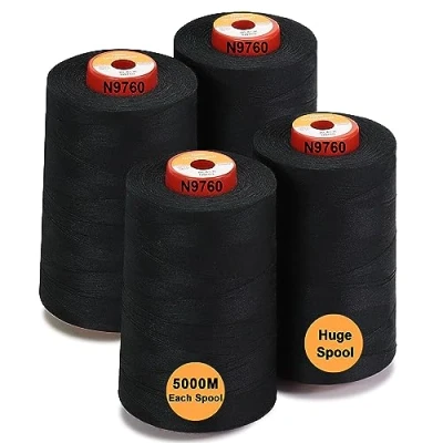 Afbeelding van New brothread 28 Opties 4 Grote Kegels van 5000m polyester naaigaren voor alle doeleinden 40S/2 (Tex27) naaien, quilten, patchwork, serger en overlock Black