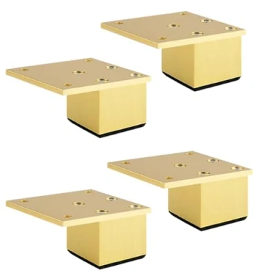 Afbeelding van SZLXJMFL Tafelpoten goud, meubelpoten, 4 stuks tafelpoten, vierkant, in hoogte verstelbaar, hoogte: 6 40 cm, geanodiseerd oppervlak, salontafel/tv tafel/commode/nachtkastpoten, aluminiumlegering, 3 cm