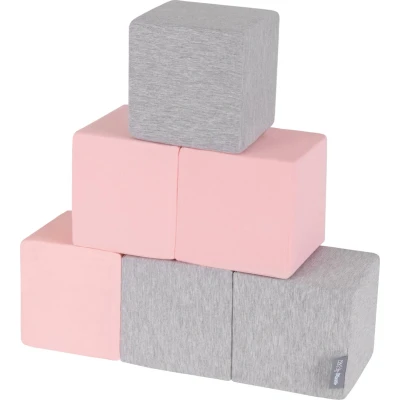 Afbeelding van KiddyMoon foam blokjes voor baby zachte blokken 6 stuks speelgoed montessori met en veel plezier kinderen, gemaakt in de eu, blokken: lichtgrijs roze