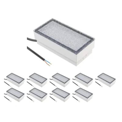 Afbeelding van ledscom.de 10 LED stoeptegel grond inbouwlamp CUS voor buiten, IP67, hoekig, 20 x 10cm, 2.8 W, 251lm, warm wit