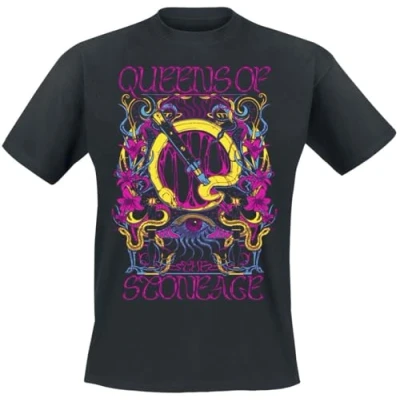 Afbeelding van Queens Of The Stone Age In Times New Roman Neon Sacrilege T shirt zwart S
