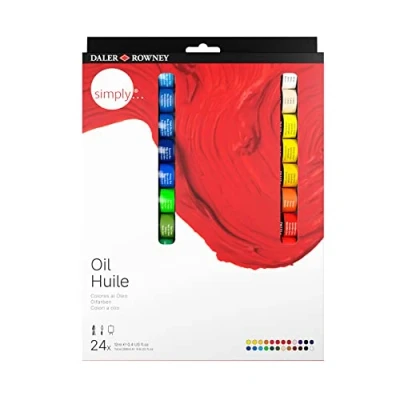 Afbeelding van Daler Rowney Simply 24 x 12ml olieverfset, verschillende kleuren, ideaal voor artiesten en hobbyisten op instapniveau