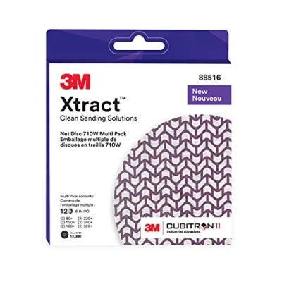 Afbeelding van 3M Xtract Cubitron II Netto Disc 710W, 6 inch, 12 delige Multi Pack Haak en Loop Schuurschijven, 80+, 120+, 180+, 220+, 240+, 320+, vrijwel stofvrij, diverse kwaliteiten, 88516