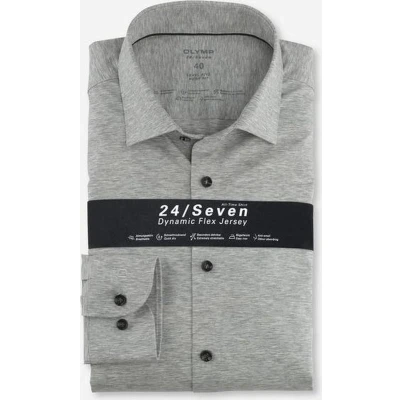 Afbeelding van OLYMP Level 5 24/Seven body fit overhemd zilvergrijs tricot Strijkvriendelijk Boordmaat: 39