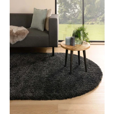 Afbeelding van Ovaal Hoogpolig Vloerkleed Cozy Shaggy Antraciet 200x300 Cm