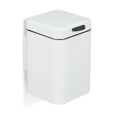 Afbeelding van Relaxdays badkamer prullenbak hangend afvalemmer softclose 6 l wit afvalbakje toilet