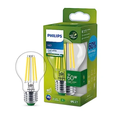 Afbeelding van Philips Ultra Efficient LED lamp Transparant 60 W E27 koelwit licht