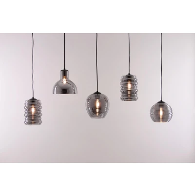 Afbeelding van Hanglamp rookglazen 5 lichts 125cm