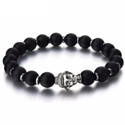 Afbeelding van Zentana Boeddha Armband Onyx &amp; Hematiet Wilskracht