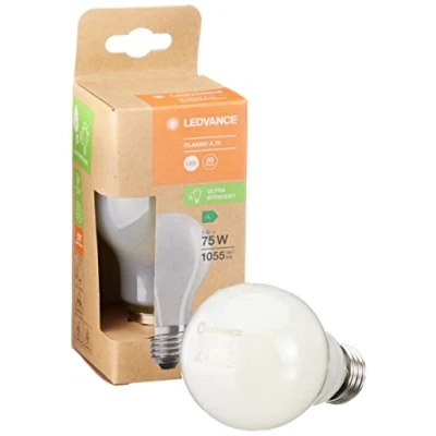 Afbeelding van LEDVANCE LED spaarlamp, matte lamp, E27, warm wit (3000K), 5 watt, vervangt 75W gloeilamp, zeer efficiënt en energiebesparend, pak van 6