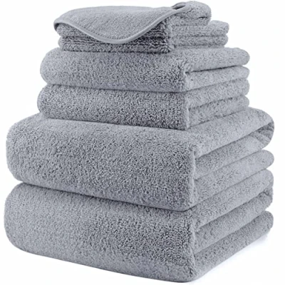 Afbeelding van Polyte Grote microvezel handdoek sneldrogend/niet pluizend 6 stuks grijs 152 x 76,2 cm