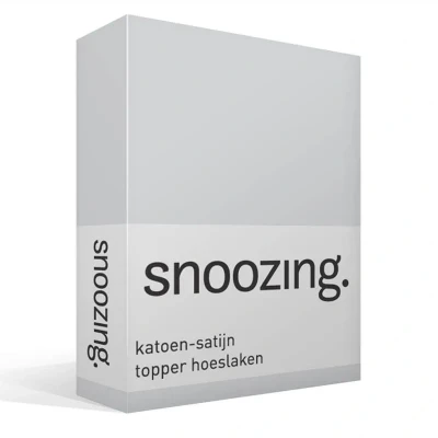 Afbeelding van Snoozing Katoen satijn Topper Hoeslaken Tweepersoons 120x200 cm Grijs