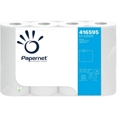 Afbeelding van Papernet keukenrol, 2 laags, 64 vellen, pak van 4 rollen