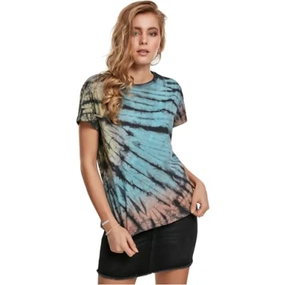 Afbeelding van Urban Classics Ladies TIE DYE Boyfriend TEE Tshirt print, Dames, Maat: 5XL, Black