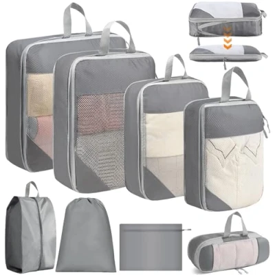 Afbeelding van Vautvis Kofferorganizerset, 8 stuks, kofferorganizer, kledingtassen, compressietas voor op reis