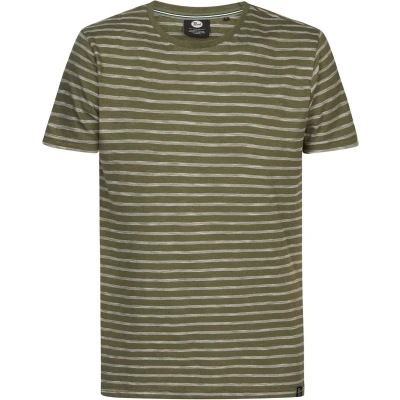 Afbeelding van Petrol T Shirt Gestreept Groen maat M Heren met Regular fit Pasvorm Katoen Suitable Herenkleding
