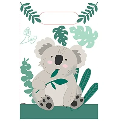 Afbeelding van Amscan Feestzakjes Koala Junior Papier Groen/wit 6 Stuks