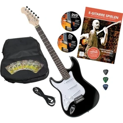 Afbeelding van Rocktile Pro ST3 BK/RW L Elektrische gitaar Linkshandig, Zwart Set met accessoires