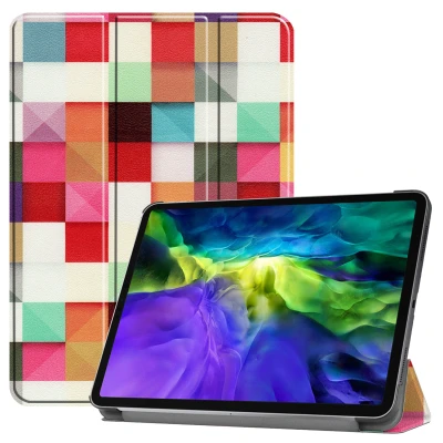 Afbeelding van Apple iPad Pro 11 (2018) Hoes: iMoshion Design Trifold Bookcase Meerkleurig Kunstleder Tablet Hoezen