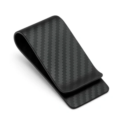 Afbeelding van CL CARBONLIFE Koolstofvezel portemonnee geldclip voor contant geld en creditcard, minimalistische houderclips mannen (groot, 7,1 x 3,8 cm), mat zwart, groot