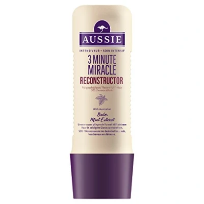 Afbeelding van Aussie Miracle Reconstructor, 3 minuten, 250 ml, intensieve verzorging voor beschadigd haar, met macadamiaanse notenolie, haarmasker, haarkuur, droog haarbehandeling, haarverzorging, haarkuur