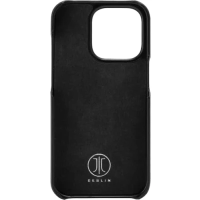 Afbeelding van JT Berlin BackCase Kreuzberg echt lederen beschermhoes compatibel met Apple iPhone 16 Pro Max (clip on cover robuuste harde schaal, draadloos opladen (Qi), zachte binnenvoering) zwart