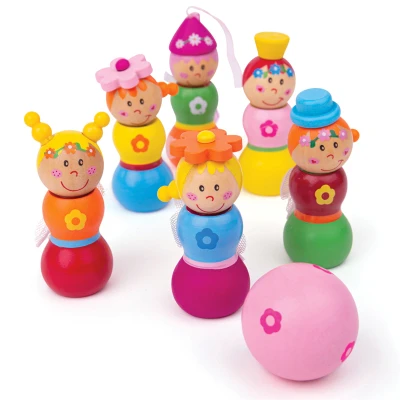 Afbeelding van Bigjigs houten bowlingset Feeën (Fairy skittles)