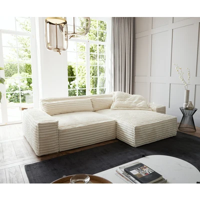 Afbeelding van Hoekbank Sirpio XL 270x170 cm Pluche Koord Beige Recamiere Variabel