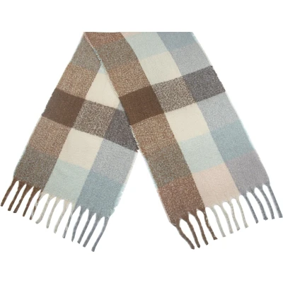 Afbeelding van Cwi Sjaal Geruit Dames 190 X 50 Cm Polyester Beige/blauw/bruin