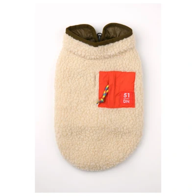 Afbeelding van 51 Degrees Jules Coat Beige&amp;Olijfgroen Hondenkleding 40 cm