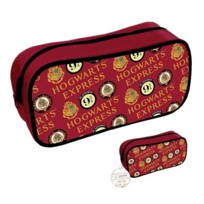 Afbeelding van Harry Potter etui (platform 9 3/4 en Zweinstein ontwerp) rechthoekige met ritssluiting voor meisjes jongens, dames heren officiële merchandise