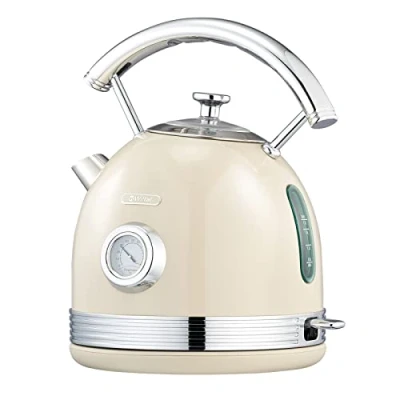 Afbeelding van Wiltal Retro waterkoker van roestvrij staal, design elektrisch, broodroosterset, retro, 2200 W, 1,8 liter, ideaal voor thee, koffie, babyvoeding, BPA vrij