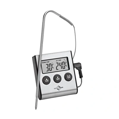 Afbeelding van Küchenprofi Primus Digitale braadthermometer, 50 C tot 300 C, omschakelbaar C/F, meetsensor 16 cm, met timer, magneet en standaard, vleesthermometer, kookthermometer, grillthermometer