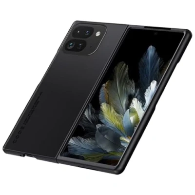 Afbeelding van HONLEN Hoes voor Google Pixel 9 Pro Fold (7,8 inch) Business Phone Case met lederen achterkant Case, zwart