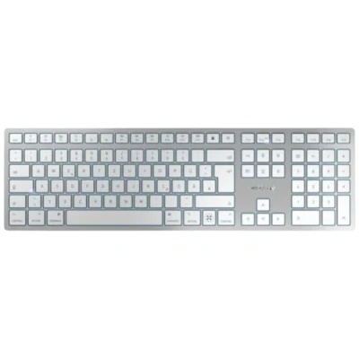 Afbeelding van CHERRY KW 9100 SLIM FOR MAC, draadloos toetsenbord, Mac layout, Duitse layout (QWERTZ), Bluetooth of radioverbinding, oplaadbaar via USB kabel, plat ontwerp, wit zilver