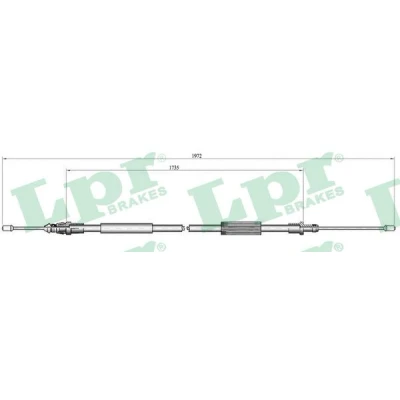 Afbeelding van LPR C0107B Handremkabel 1735, 1948mm Schijfremmen CITROЁN: Xsara Picasso (N68) 1.6, 1.8 16V, 2.0 HDi, 1.6 16V
