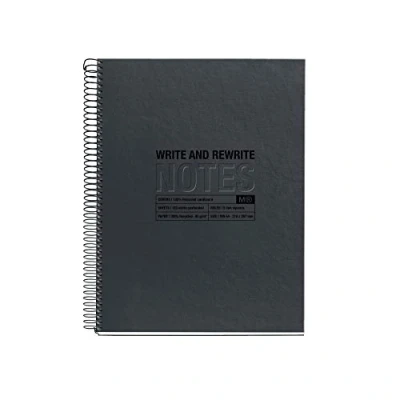 Afbeelding van Miquelrius 100% gerecycled notitieboek, omslag van karton, A4 (210 x 297 mm), 4 gaten, 120 gerecyclede vellen 80 g/m², gekleurde strepen, horizontaal gelinieerd 7 mm, grafiet
